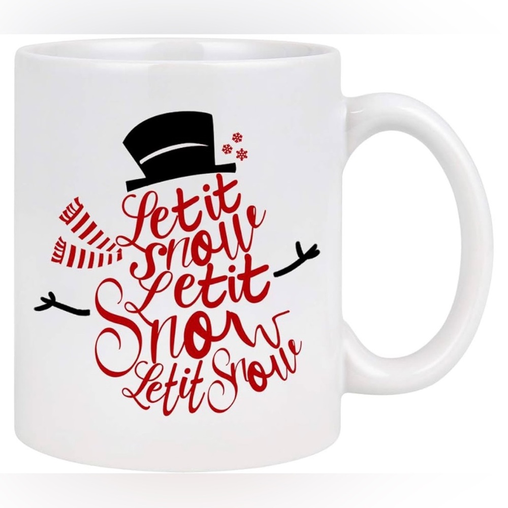 Brand new let it snow snowman Christmas holiday ceramic mug coffee tea white